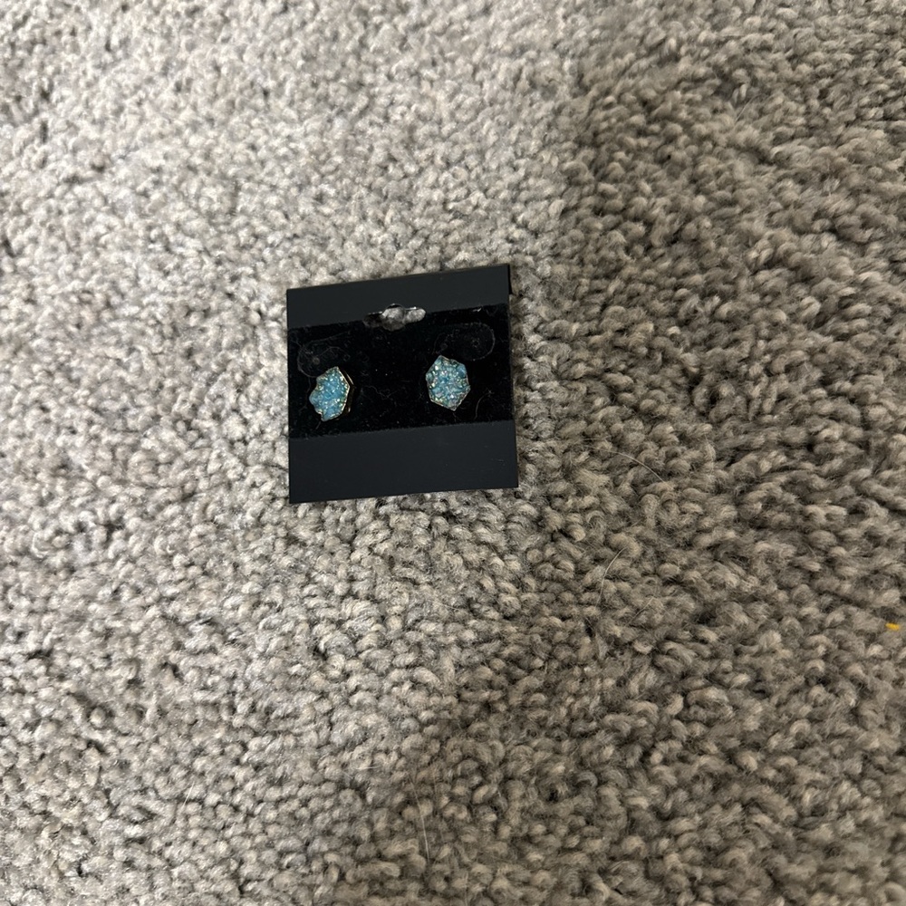 Teal Druzy Stud Earrings